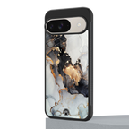 gold black silver liquid marble back phone cover | glass case for google pixel 9