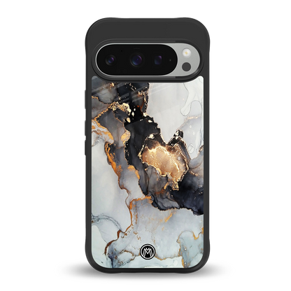 gold black silver liquid marble back phone cover | glass case for google pixel 9 pro xl