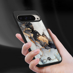 gold black silver liquid marble back phone cover | glass case for google pixel 9 pro xl