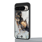 gold black silver liquid marble back phone cover | glass case for google pixel 9 pro