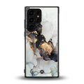 gold black silver liquid marble back phone cover | glass case for samsung galaxy s23 ultra