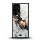 gold black silver liquid marble back phone cover | glass case for samsung galaxy s23 ultra