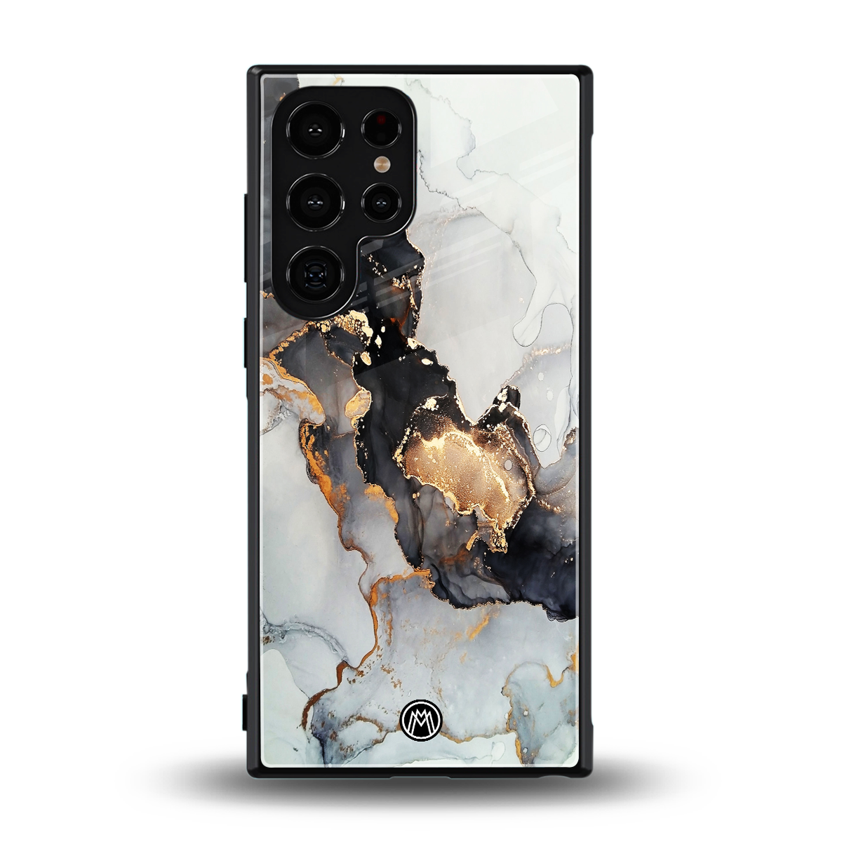 gold black silver liquid marble back phone cover | glass case for samsung galaxy s23 ultra