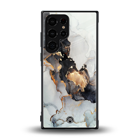 gold black silver liquid marble back phone cover | glass case for samsung galaxy s23 ultra