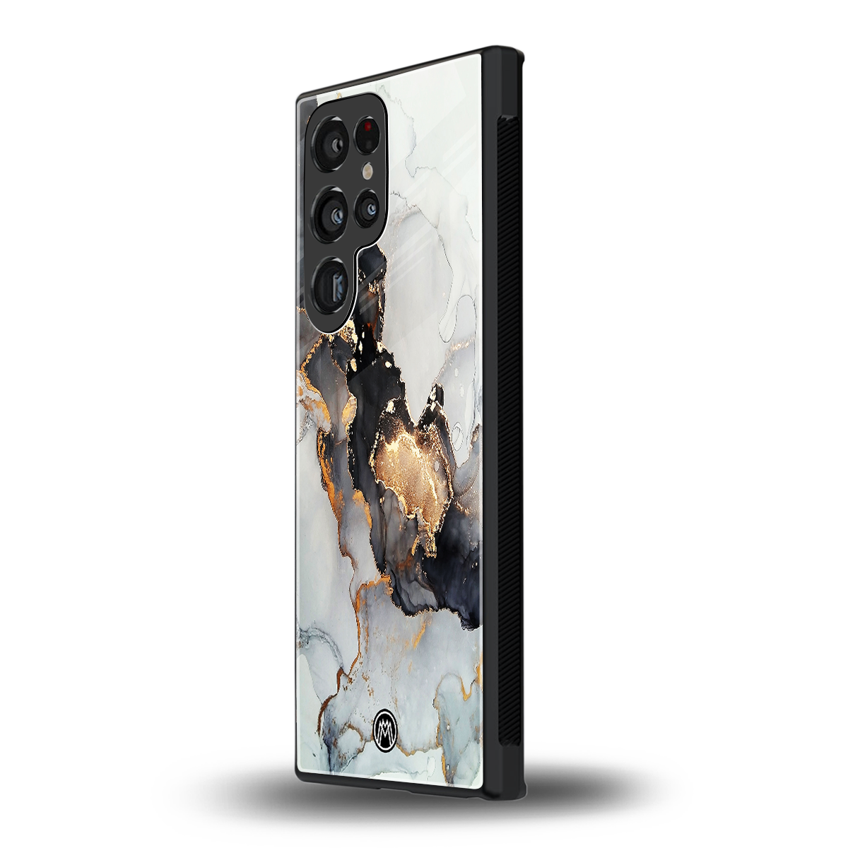 gold black silver liquid marble back phone cover | glass case for samsung galaxy s24 ultra