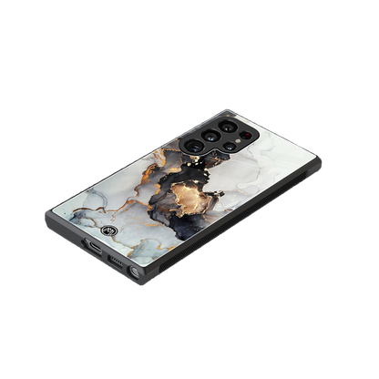gold black silver liquid marble back phone cover | glass case for samsung galaxy s23 ultra