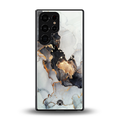gold black silver liquid marble back phone cover | glass case for samsung galaxy s25 ultra