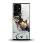 gold black silver liquid marble back phone cover | glass case for samsung galaxy s25 ultra
