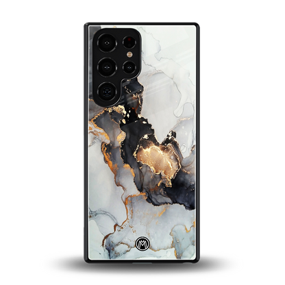 gold black silver liquid marble back phone cover | glass case for samsung galaxy s25 ultra