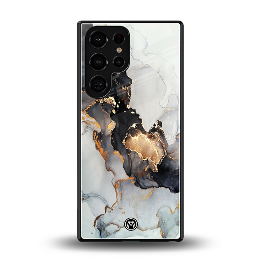 gold black silver liquid marble back phone cover | glass case for samsung galaxy s25 ultra