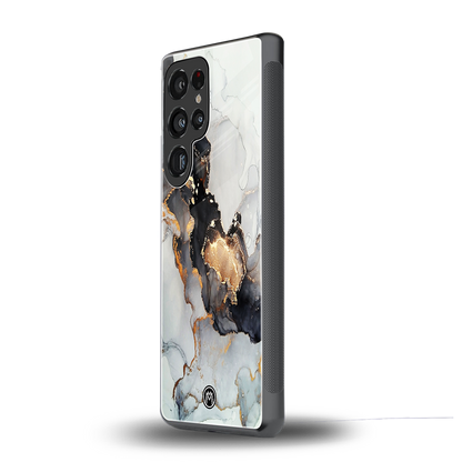gold black silver liquid marble back phone cover | glass case for samsung galaxy s25 ultra