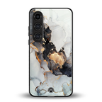 gold black silver liquid marble back phone cover | glass case for samsung galaxy s24