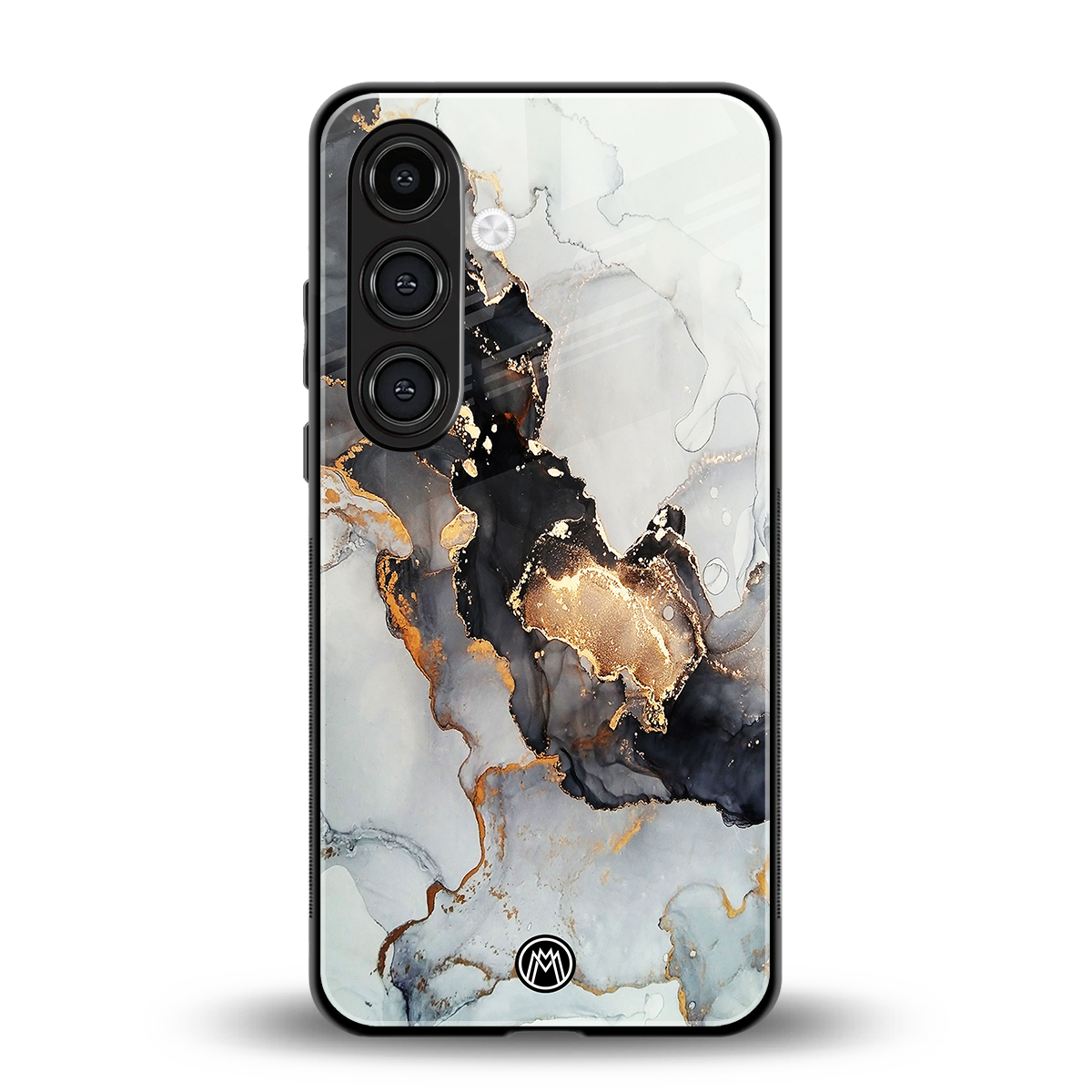 gold black silver liquid marble back phone cover | glass case for samsung galaxy s25 plus