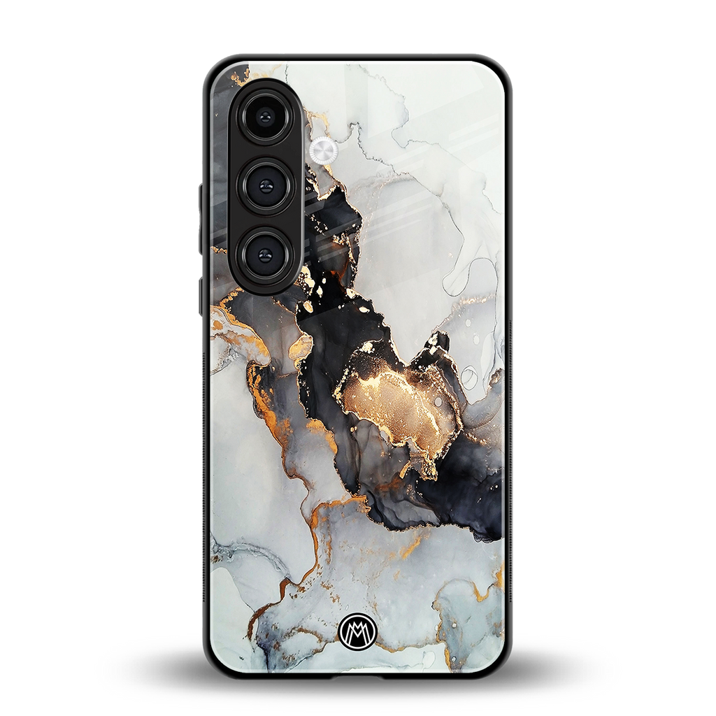 gold black silver liquid marble back phone cover | glass case for samsung galaxy s24 plus
