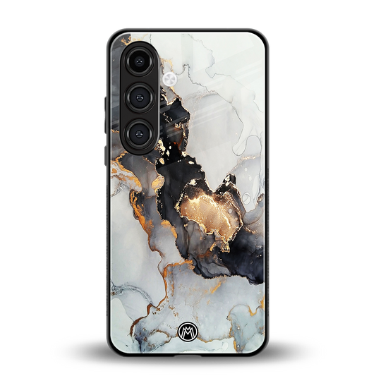 gold black silver liquid marble back phone cover | glass case for samsung galaxy s24 fe