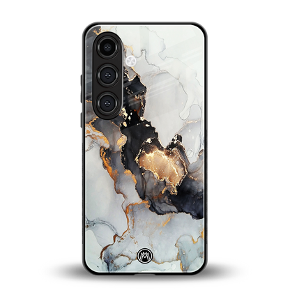 gold black silver liquid marble back phone cover | glass case for samsung galaxy s23 plus
