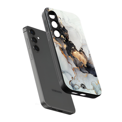 gold black silver liquid marble back phone cover | glass case for samsung galaxy s23 plus