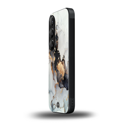 gold black silver liquid marble back phone cover | glass case for samsung galaxy s24 plus