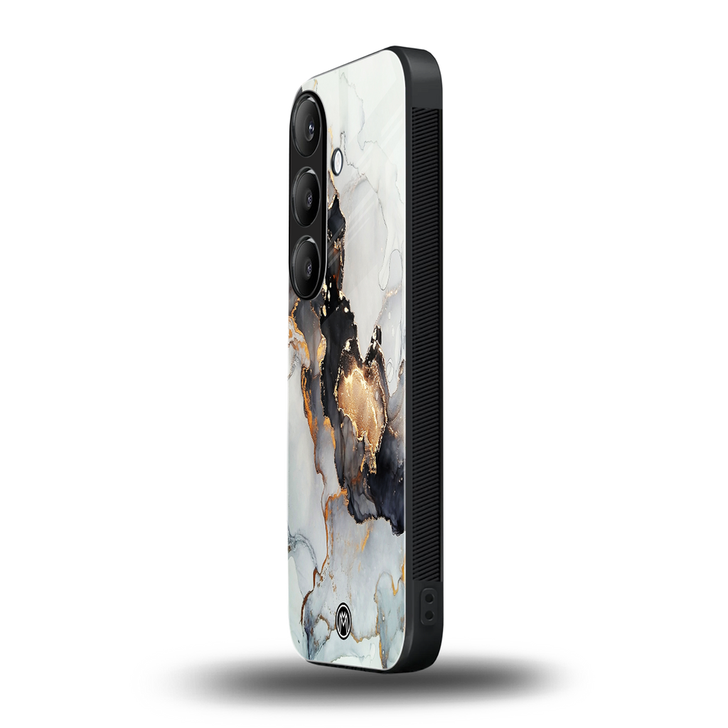 gold black silver liquid marble back phone cover | glass case for samsung galaxy s24 fe