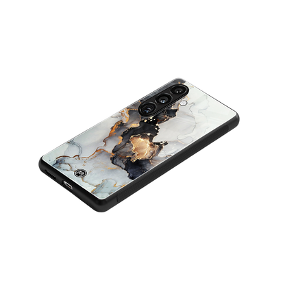 gold black silver liquid marble back phone cover | glass case for samsung galaxy s24 fe