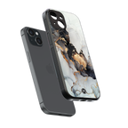 gold black silver liquid marble back phone cover | glass case for iphone 15