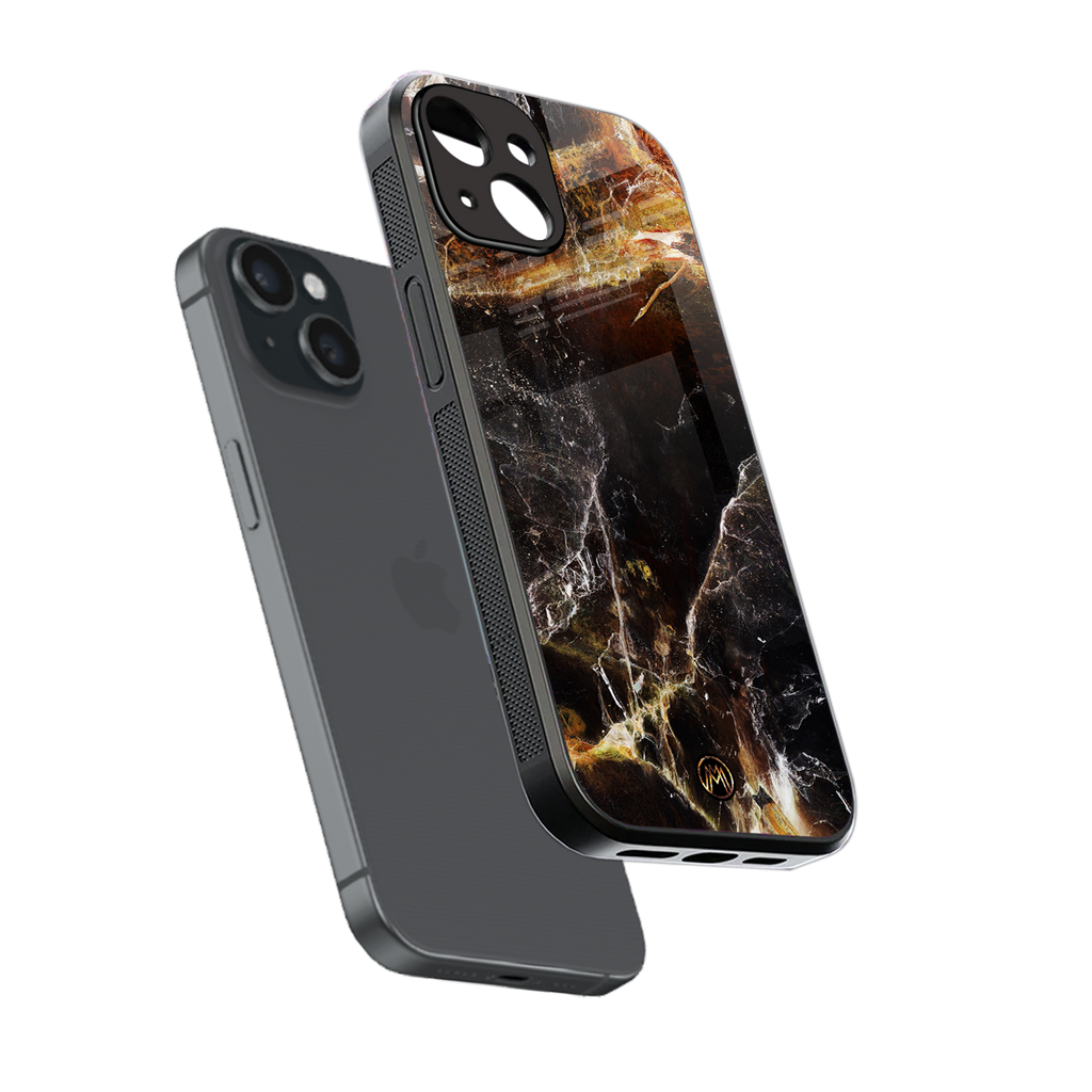 gold dust back phone cover | glass case for iphone 13 mini