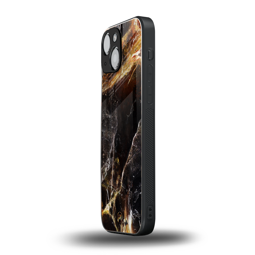 gold dust back phone cover | glass case for iphone 13 mini