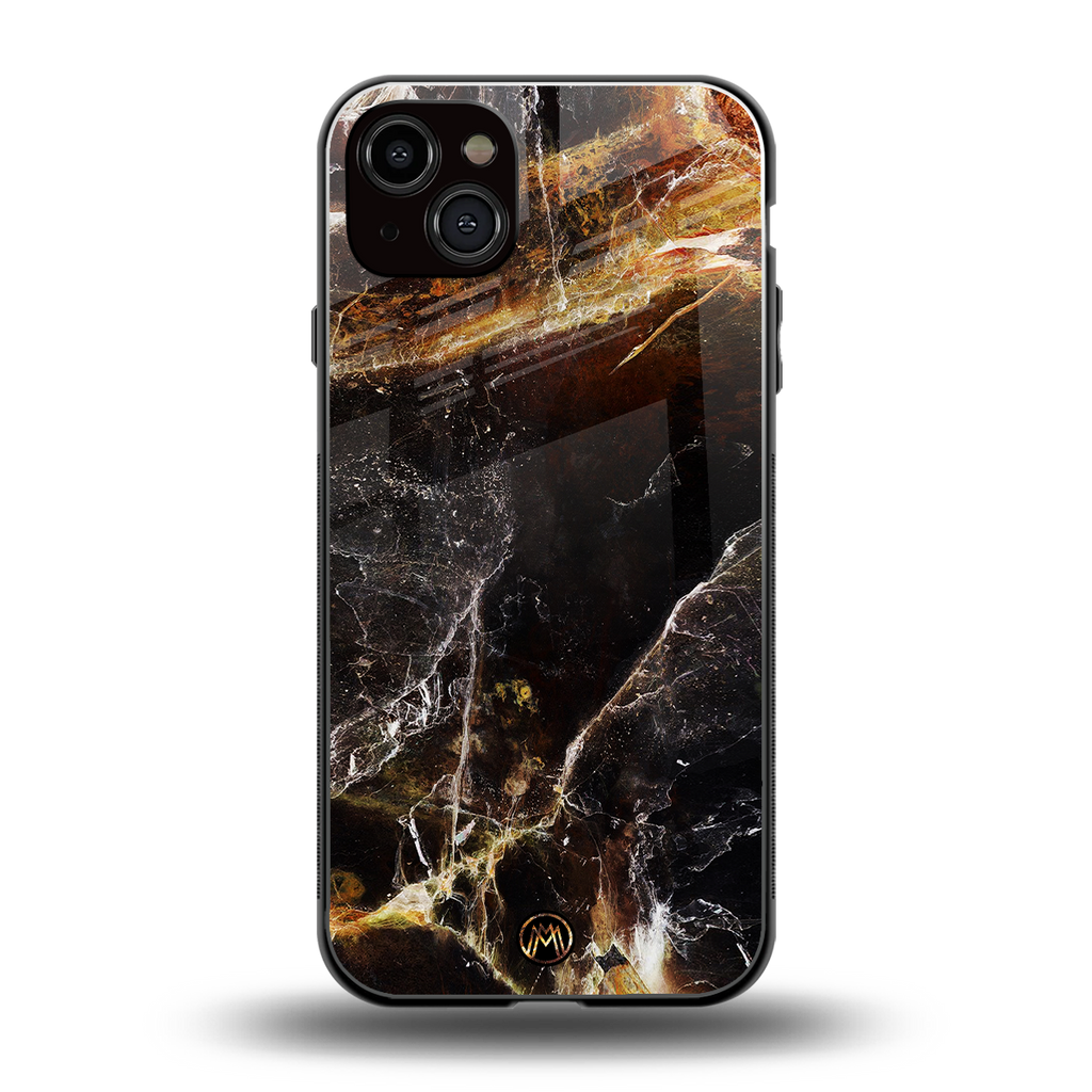 gold dust back phone cover | glass case for iphone 15 plus