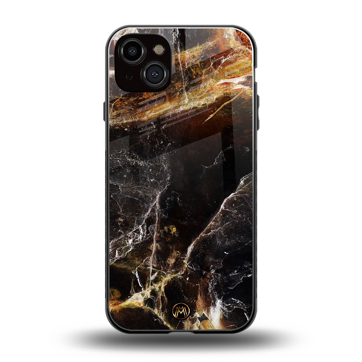 gold dust back phone cover | glass case for iphone 15 plus