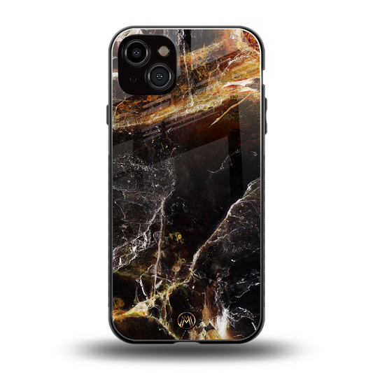 gold dust back phone cover | glass case for iphone 14 plus