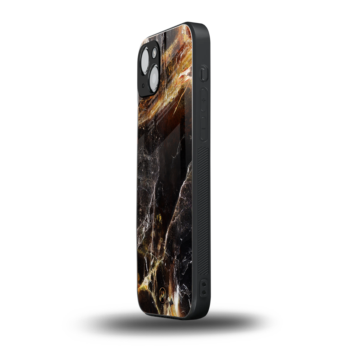 gold dust back phone cover | glass case for iphone 15 plus
