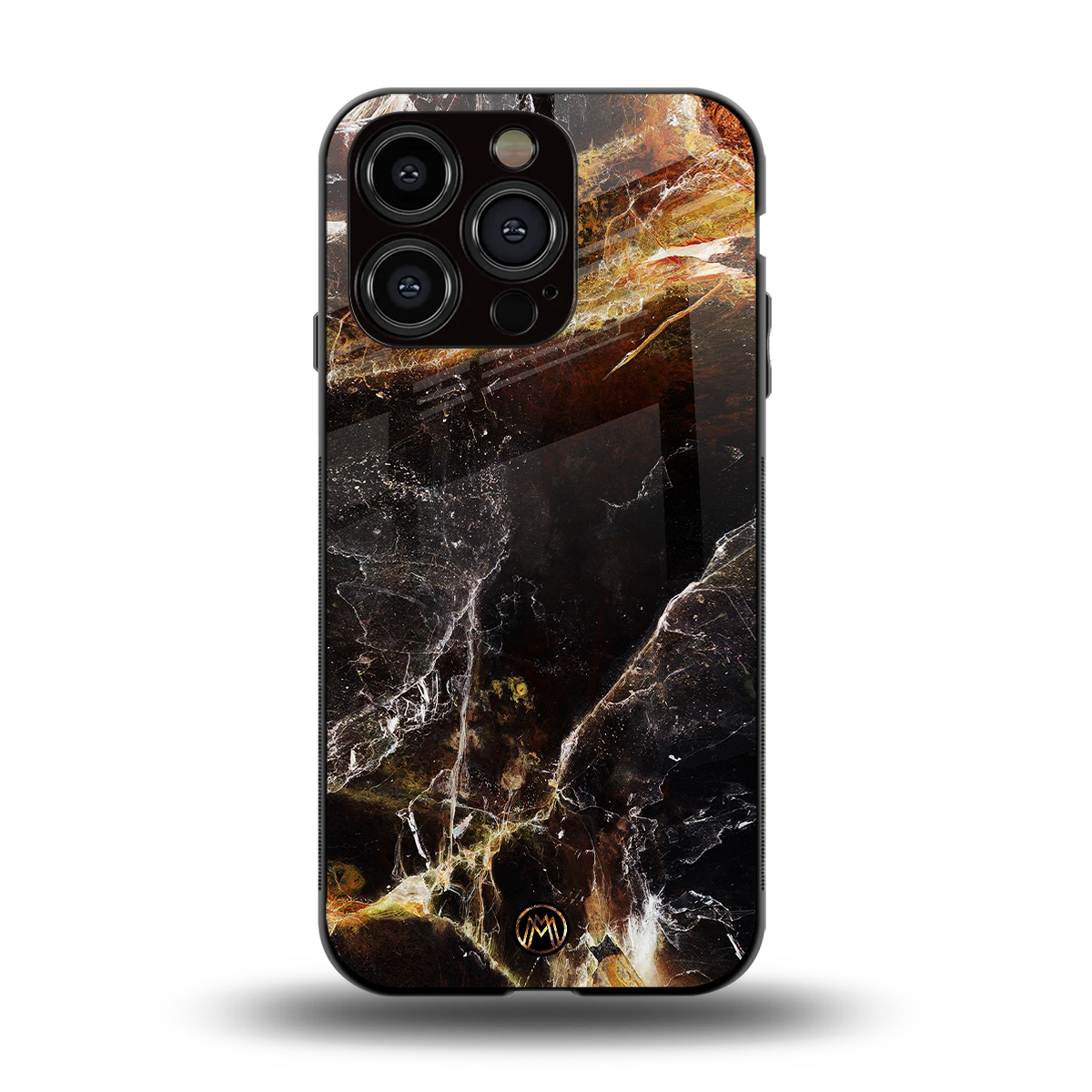 gold dust back phone cover | glass case for iphone 15 pro