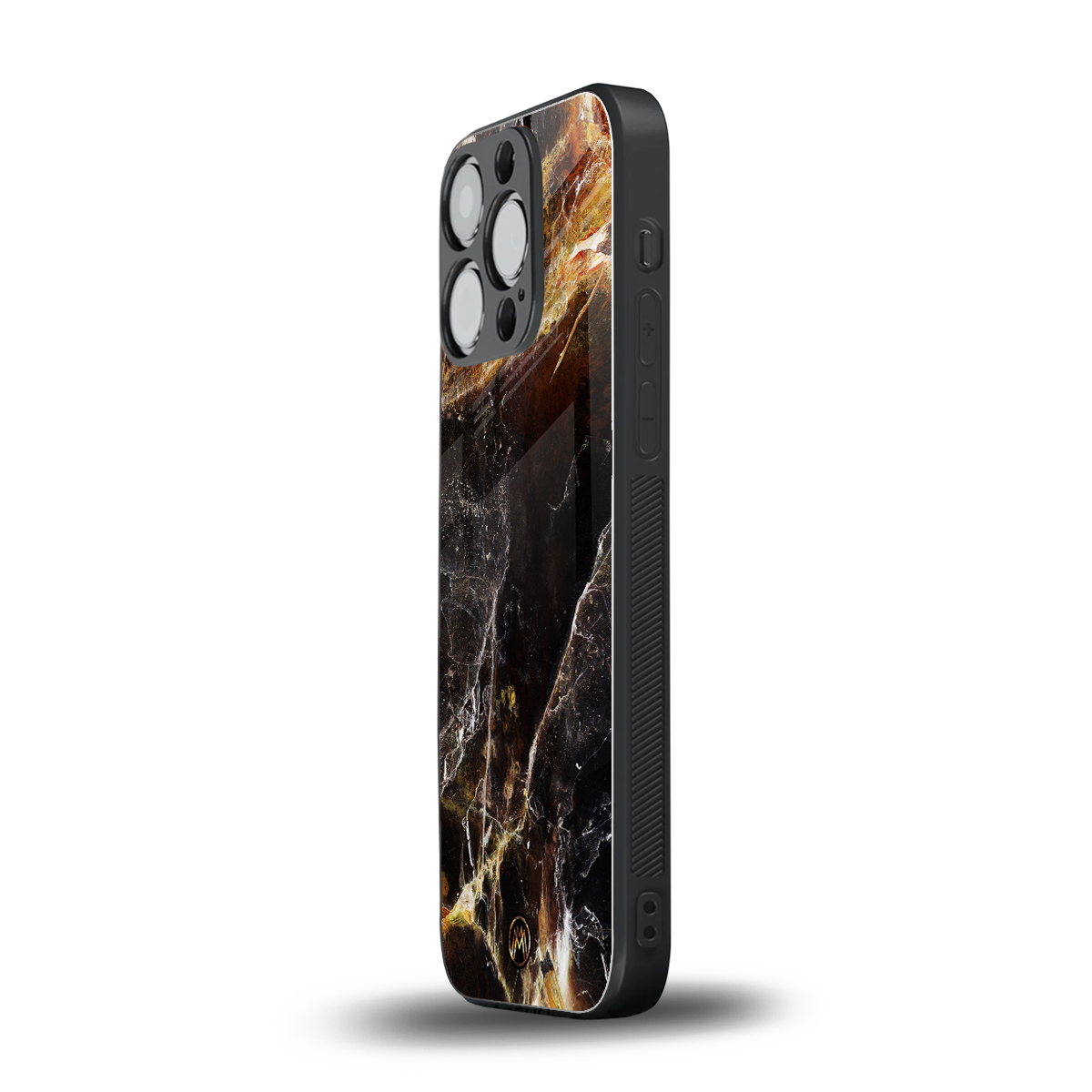 gold dust back phone cover | glass case for iphone 15 pro