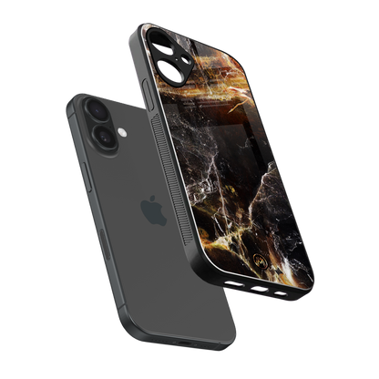 gold dust back phone cover | glass case for iphone 16 plus