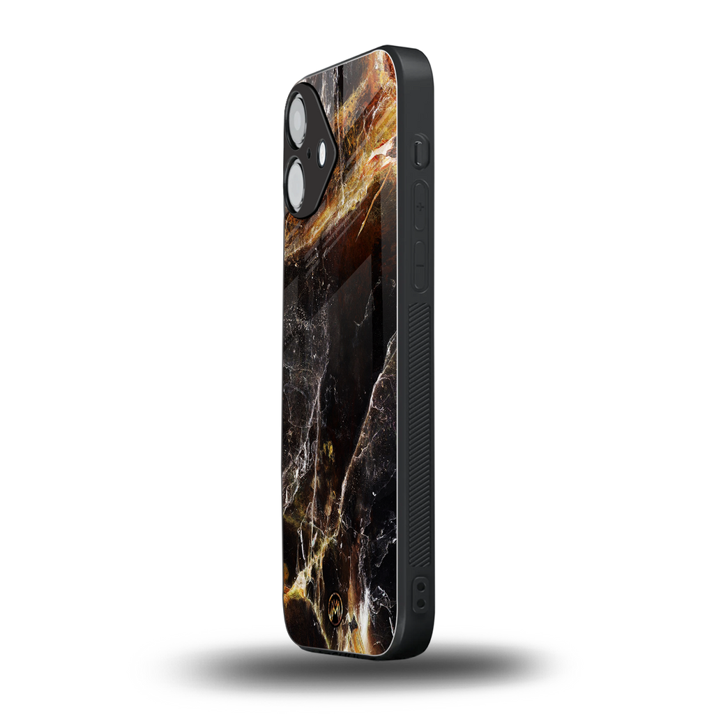 gold dust back phone cover | glass case for iphone 16 plus