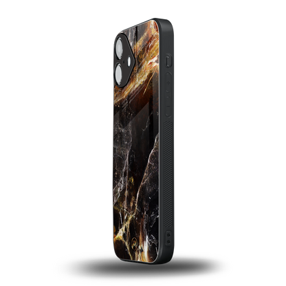 gold dust back phone cover | glass case for iphone 16 plus