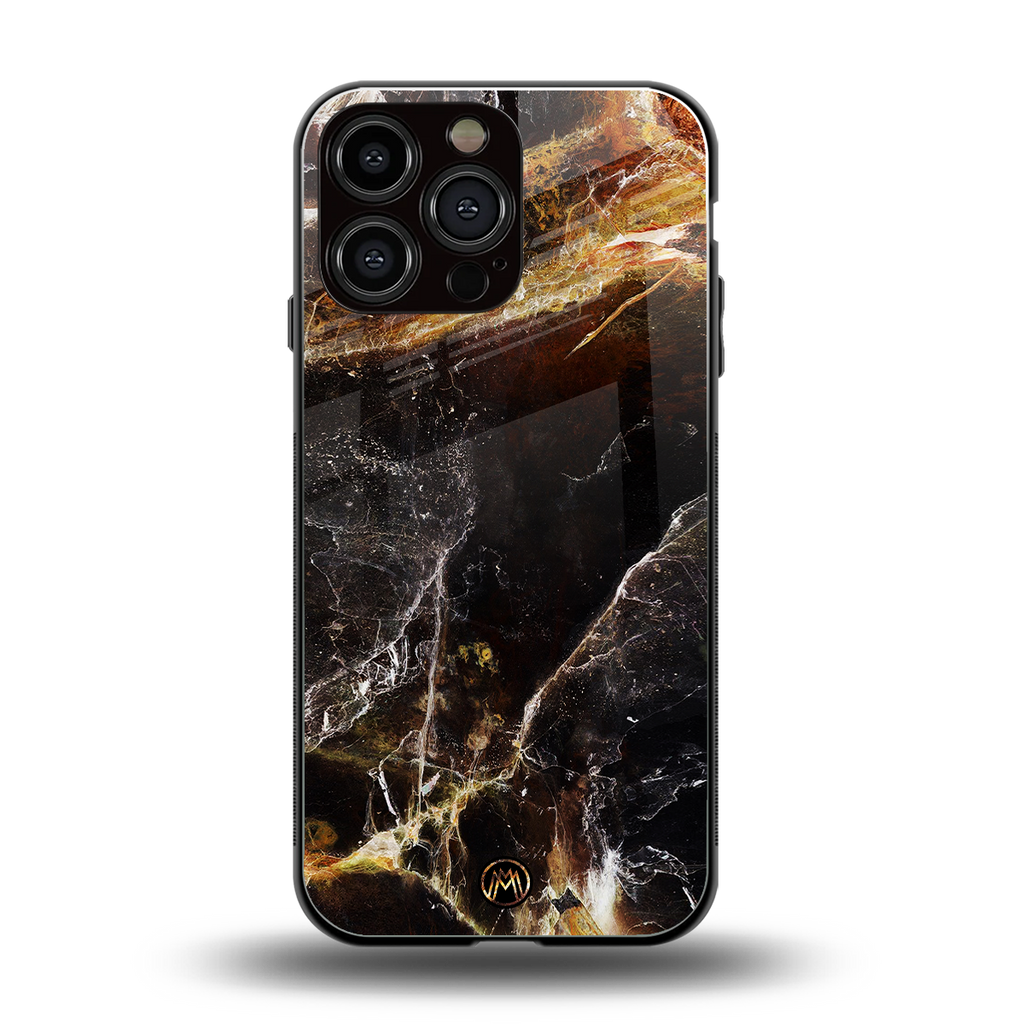 gold dust back phone cover | glass case for iphone 16 pro max