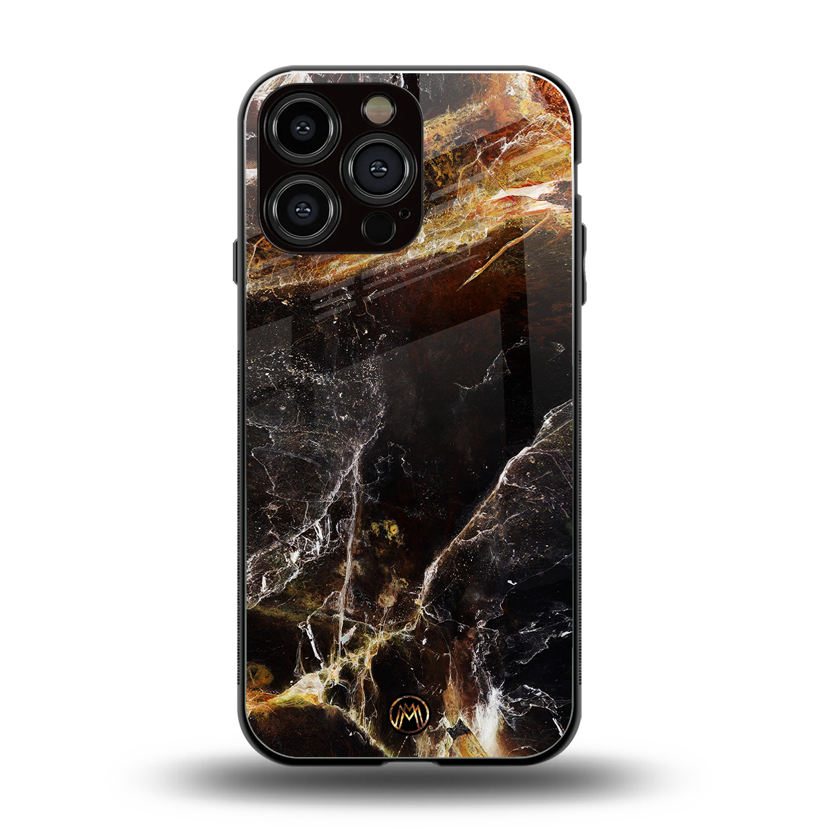gold dust back phone cover | glass case for iphone 16 pro max