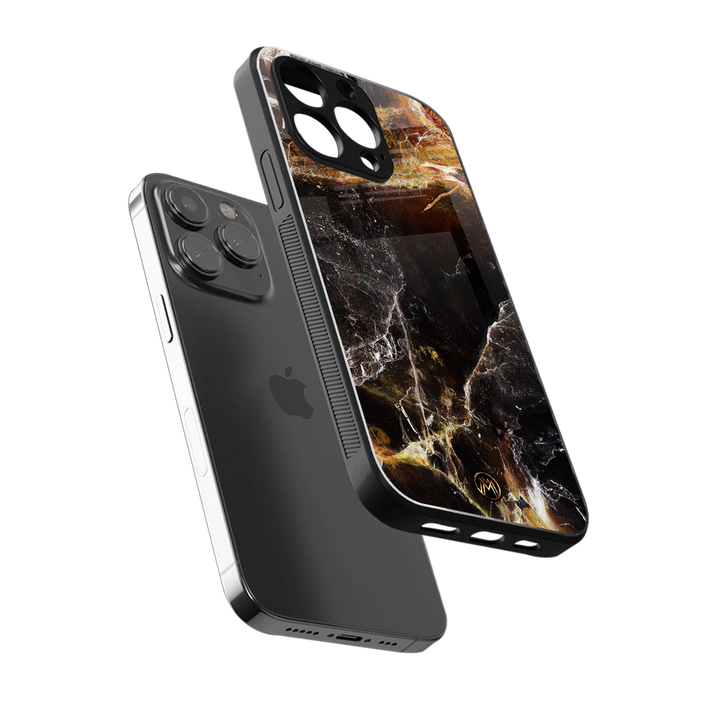 gold dust back phone cover | glass case for iphone 16 pro max