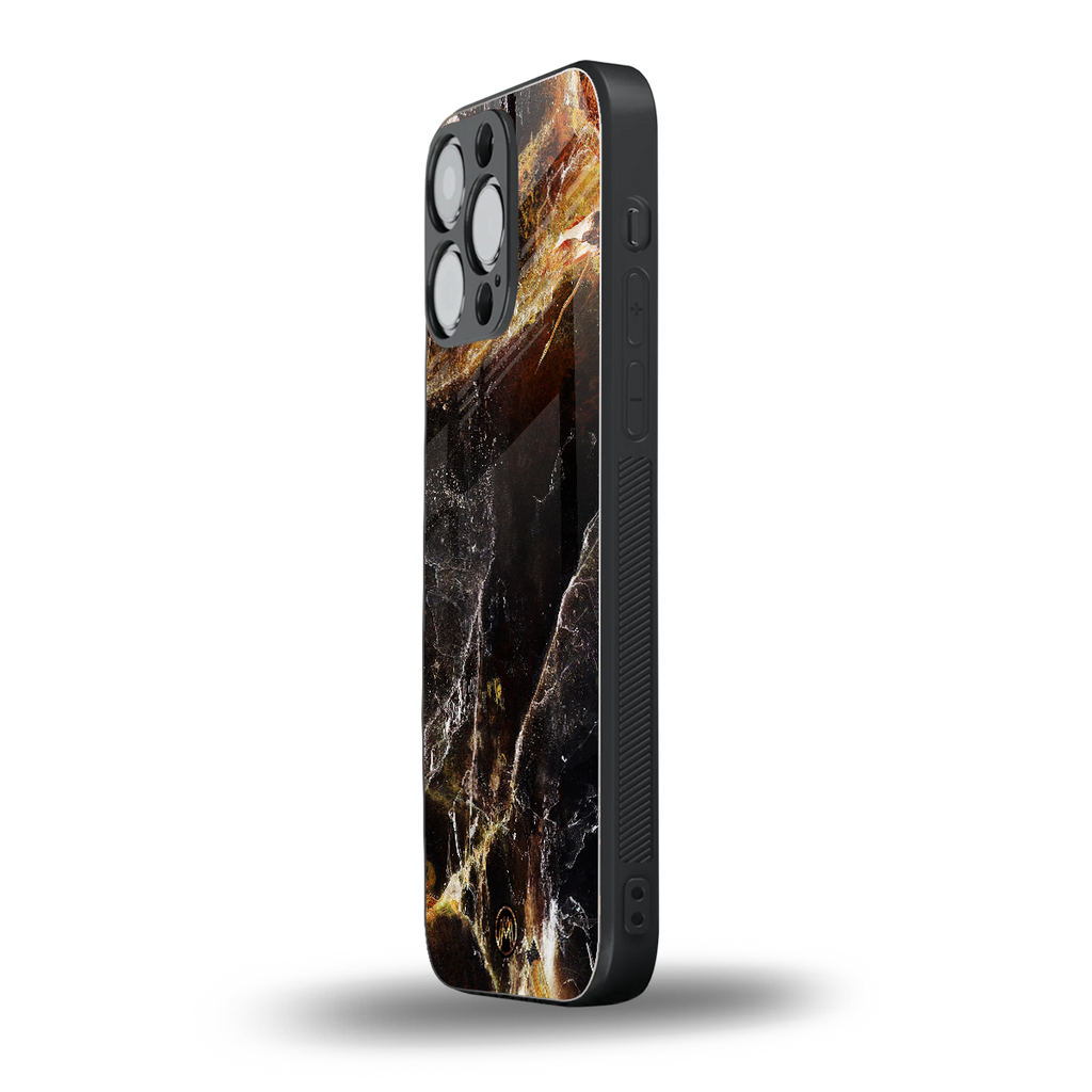 gold dust back phone cover | glass case for iphone 16 pro max