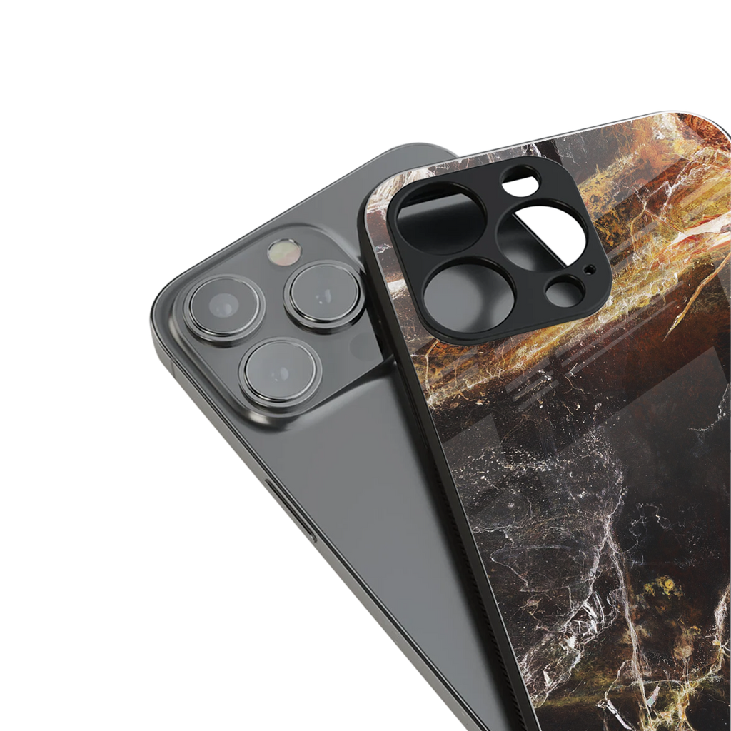 gold dust back phone cover | glass case for iphone 15