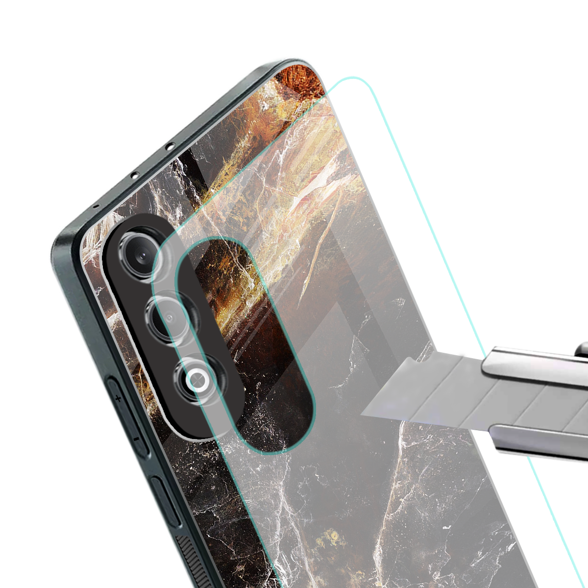 gold dust back phone cover | glass case for oneplus nord ce 4