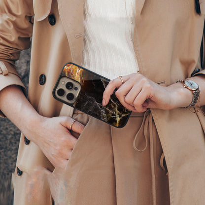 gold dust back phone cover | glass case for iphone 15 pro