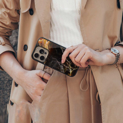 gold dust back phone cover | glass case for iphone 14