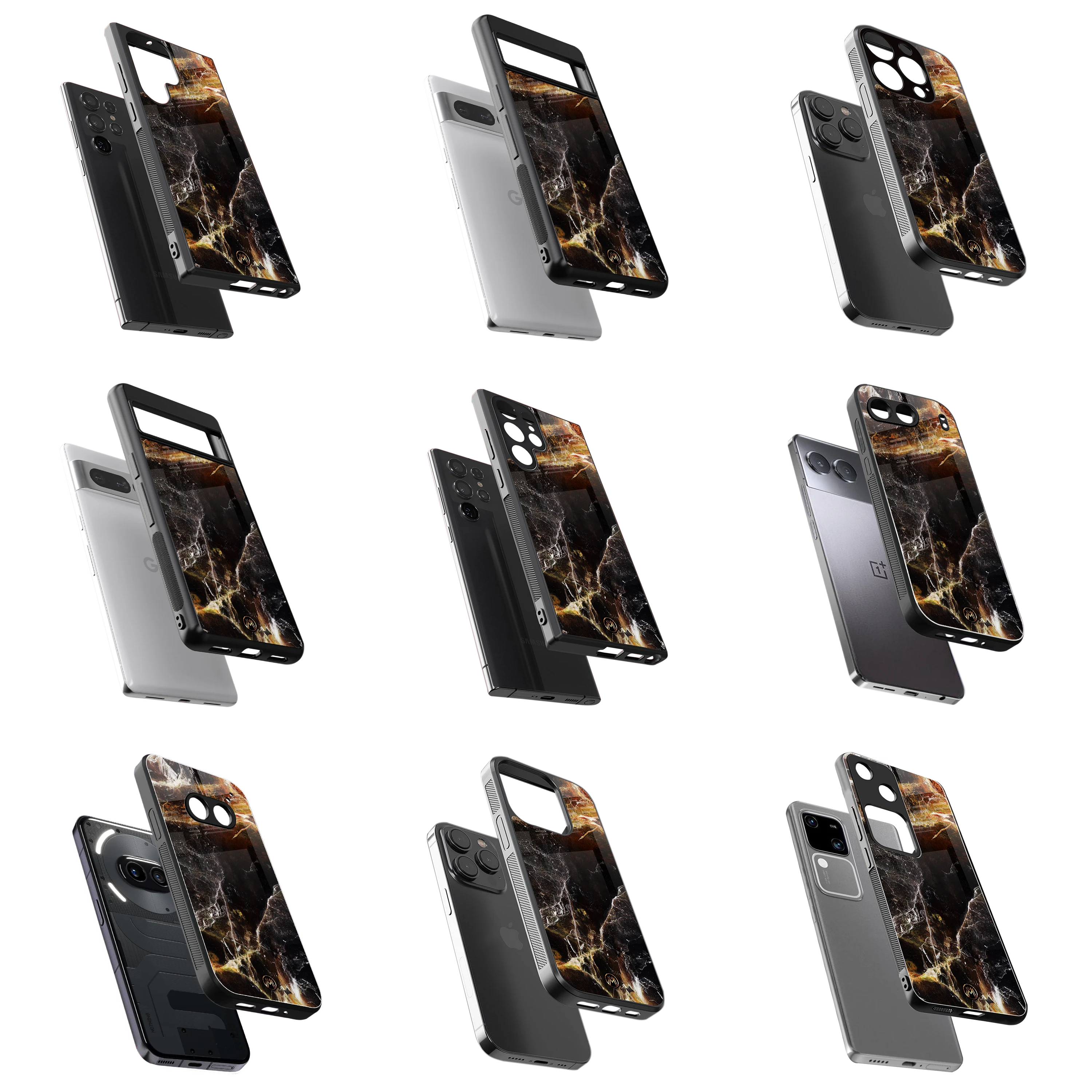 Durable Glass Back Mobile Case for iPhone, Samsung, OnePlus, Google Pixel, Redmi, Vivo, Oppo