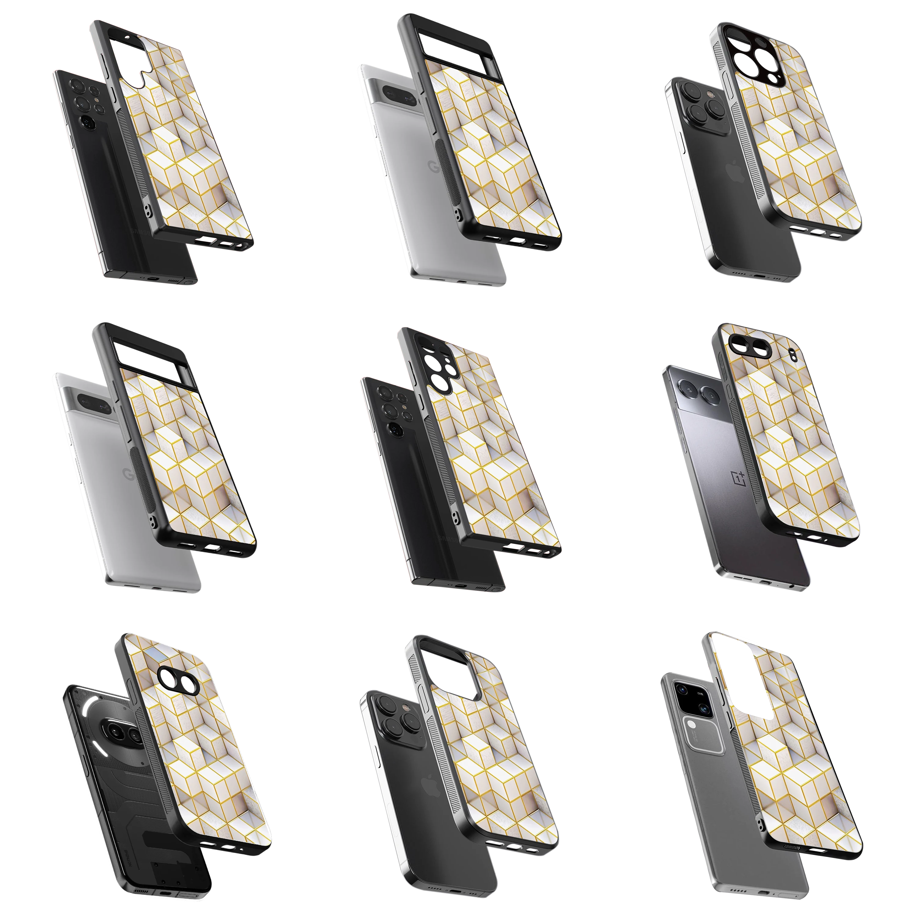 Durable Glass Back Mobile Case for iPhone, Samsung, OnePlus, Google Pixel, Redmi, Vivo, Oppo