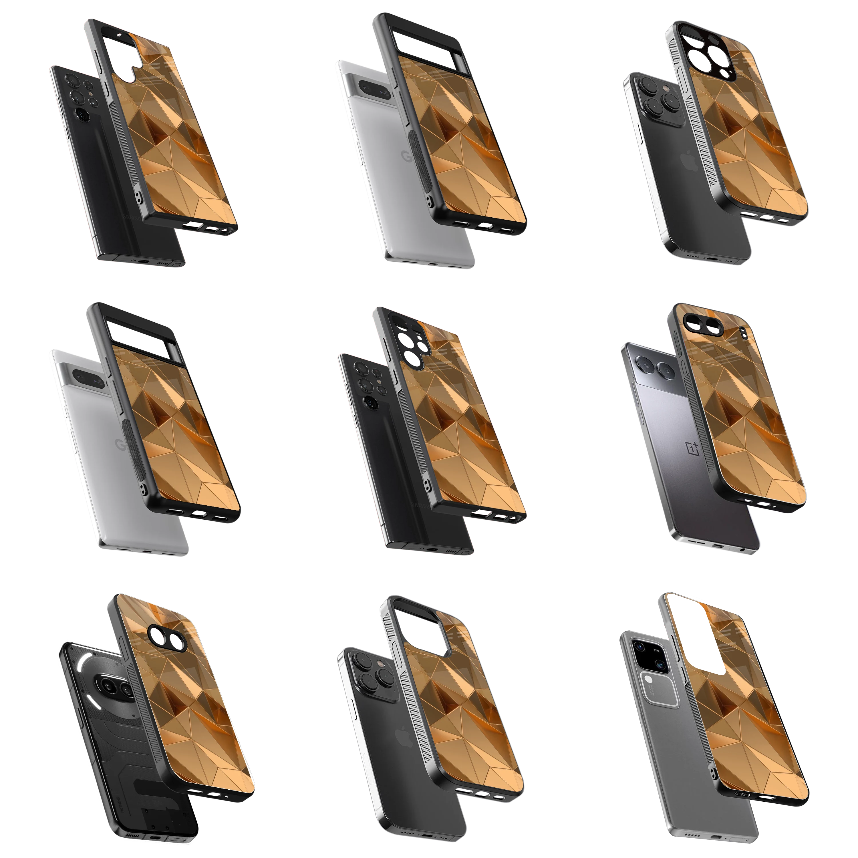 Durable Glass Back Mobile Case for iPhone, Samsung, OnePlus, Google Pixel, Redmi, Vivo, Oppo