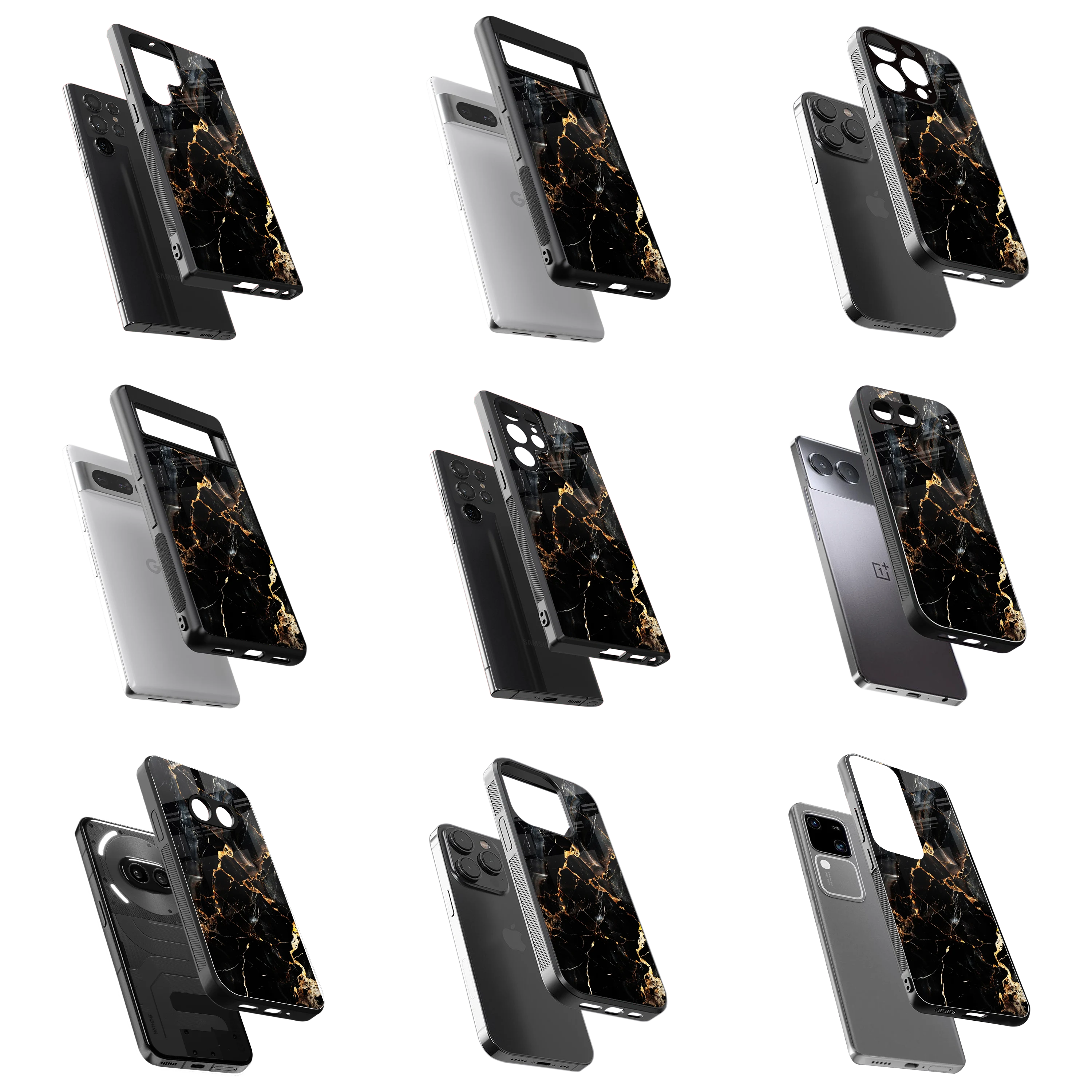 Durable Glass Back Mobile Case for iPhone, Samsung, OnePlus, Google Pixel, Redmi, Vivo, Oppo