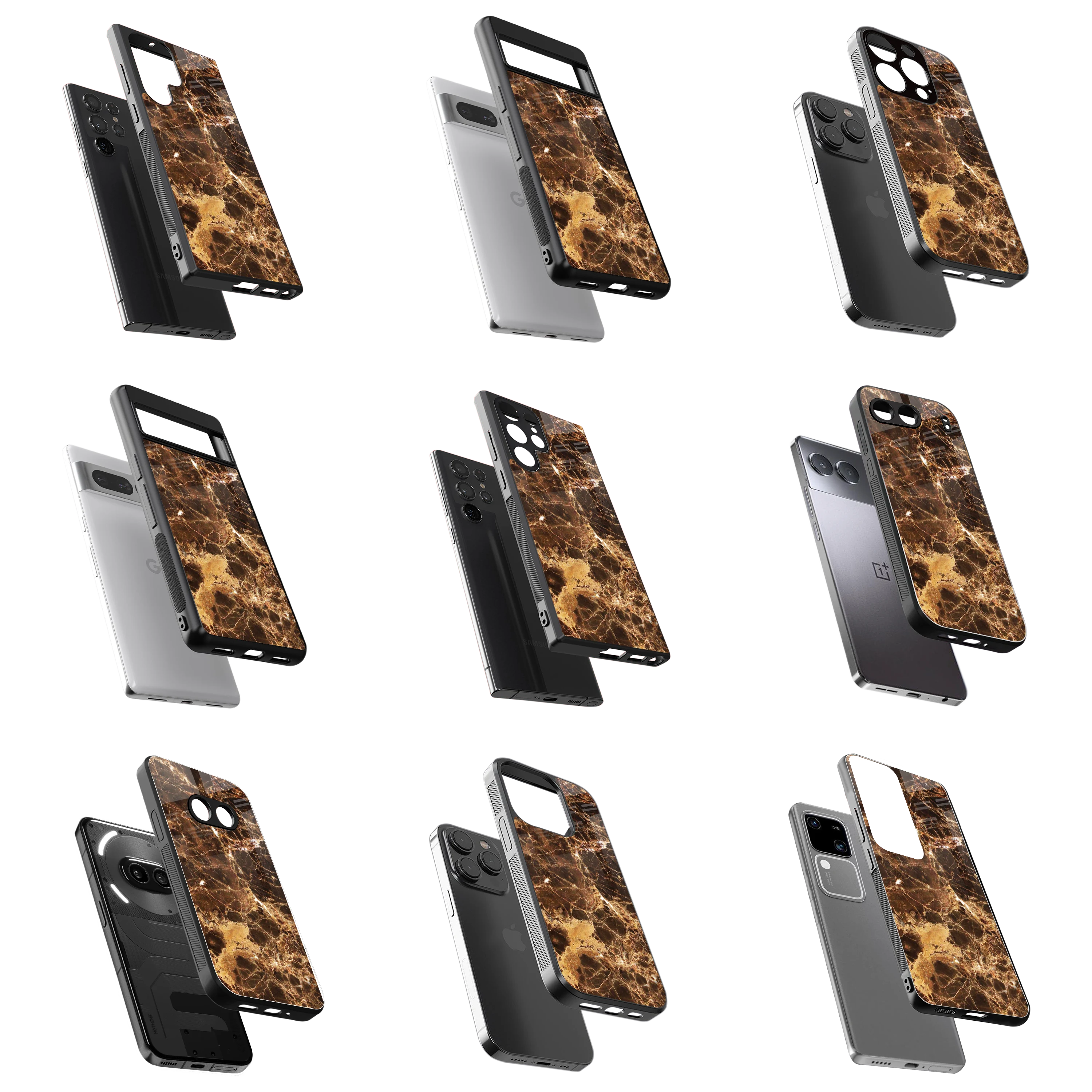 Durable Glass Back Mobile Case for iPhone, Samsung, OnePlus, Google Pixel, Redmi, Vivo, Oppo