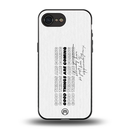 good things are here back phone cover | glass case for iphone 16e